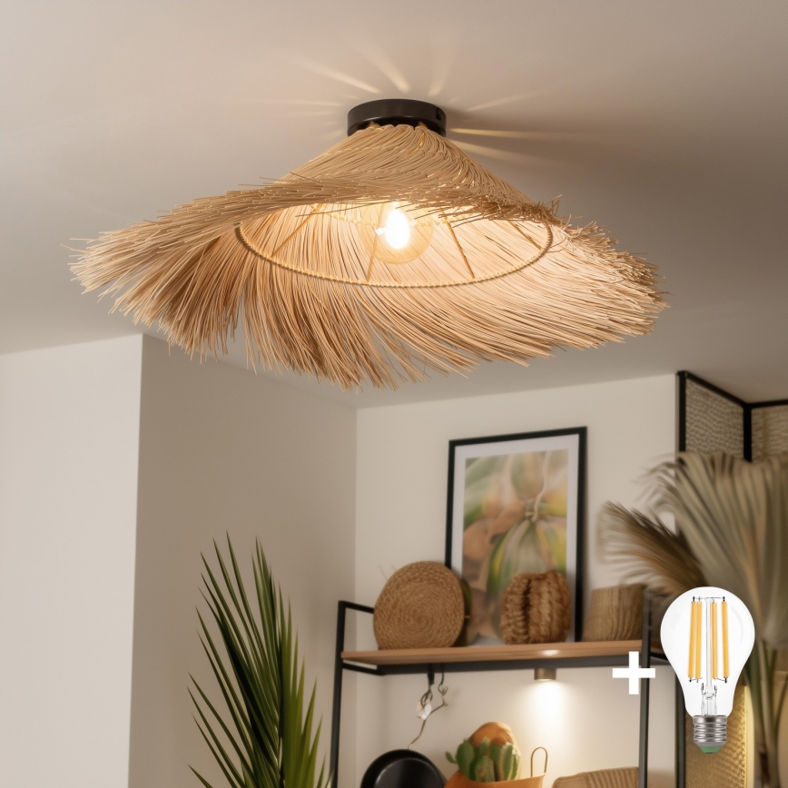 Brilagi - LED piestiprināma lustra CERIA BOHO 1xE27/40W/230V Ø 100 cm rotangs