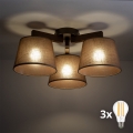 BRILAGI - LED Piestiprināms griestu lustrs LATTE 3xE27/15W/230V priede/brūna