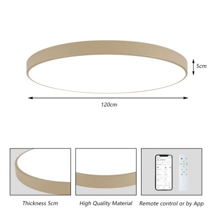 Brilagi - regulējama LED griestu lampa POOL SMART LED/180W/230V 3000-6000K 120 cm bēša Wi-Fi Tuya + tālvadības pults