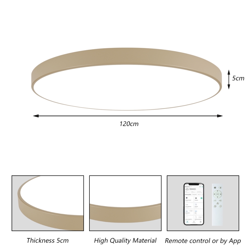 Brilagi - regulējama LED griestu lampa POOL SMART LED/180W/230V 3000-6000K 120 cm bēša Wi-Fi Tuya + tālvadības pults