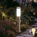 BRILAGI - LED regulējama āra lampa ar kontaktligzdu ELIA 1xE27/6W/230V 2700-6500K IP44 Wi-Fi 50 cm matēts hroms