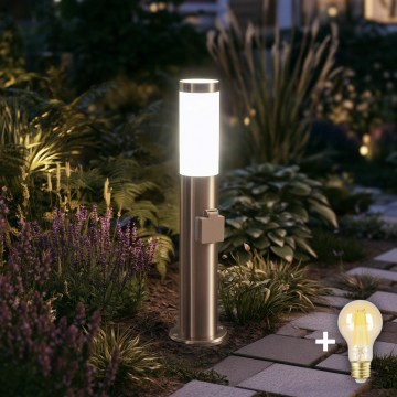 BRILAGI - LED regulējama āra lampa ar kontaktligzdu ELIA 1xE27/6W/230V 2700-6500K IP44 Wi-Fi 50 cm matēts hroms