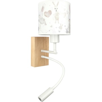 BRILAGI - LED regulējamā bērnu sienas lampa BOBO WOOD 1xE27/25W/230V + LED/3W ozols/balta/zaķīši