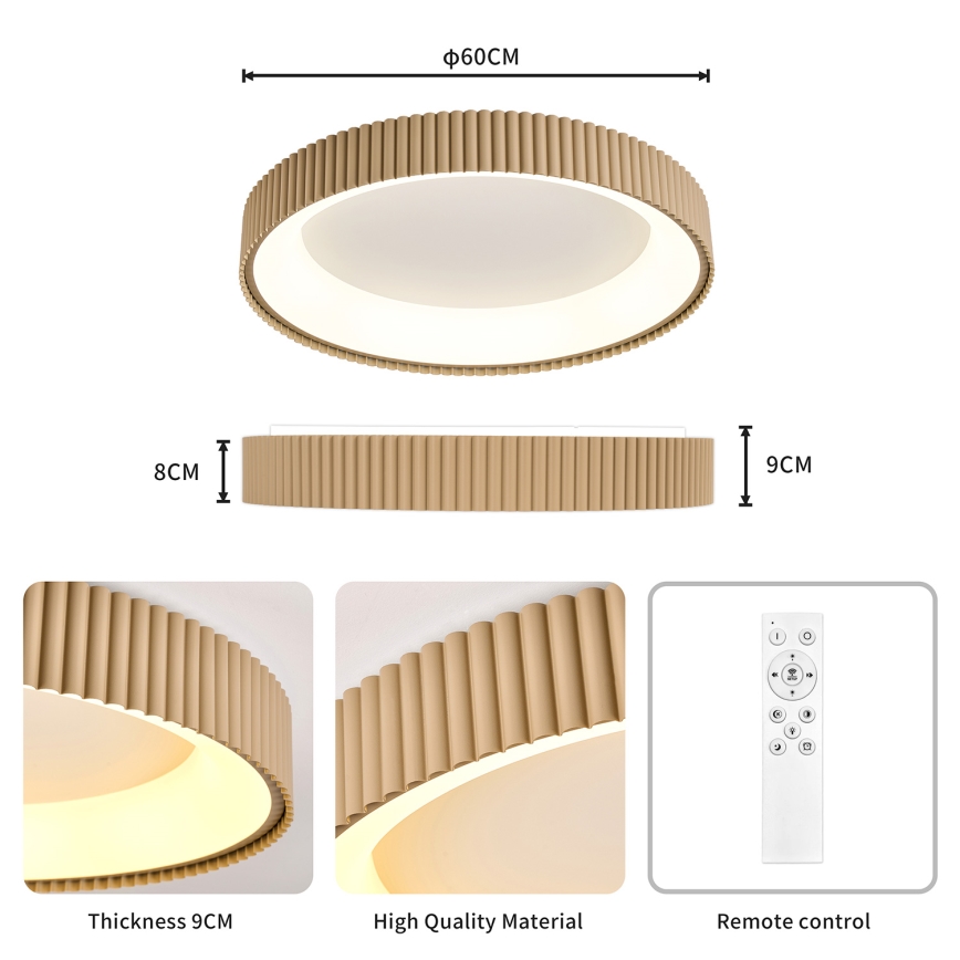 BRILAGI - LED regulējama griestu lampa FALCON MODERN LED/54W/230V 3000-6500K 60 cm bēša + ar tālvadības pulti