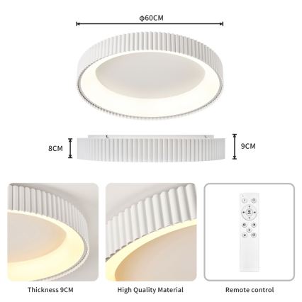 BRILAGI - LED griestu gaismeklis ar regulējamu spilgtumu FALCON MODERN LED/54W/230V 3000-6000K Ø 60 cm balts + ar tālvadības pulti