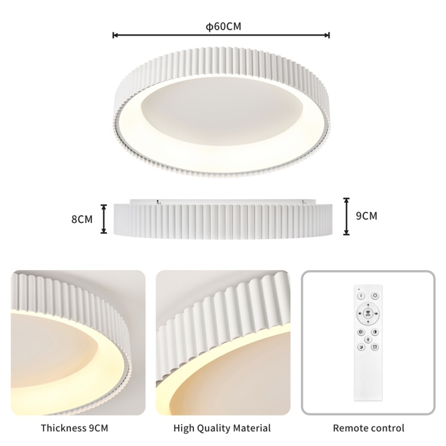 BRILAGI - LED griestu gaismeklis ar regulējamu spilgtumu FALCON MODERN LED/54W/230V 3000-6000K Ø 60 cm balts + ar tālvadības pulti