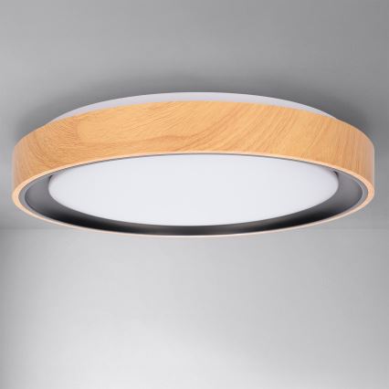 Brilagi - LED dimējama griestu lampa FLOCO LED/48W/230V 3000-6500K Ø 40 cm koka dekors/melna + tālvadības pults