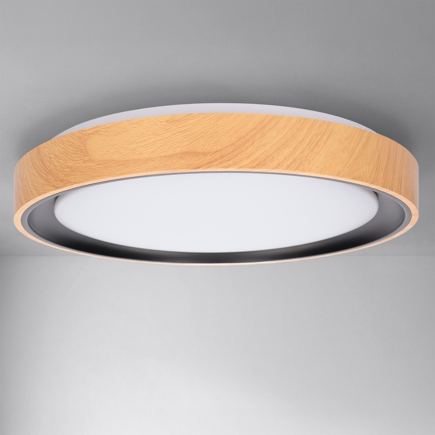 Brilagi - LED dimējama griestu lampa FLOCO LED/48W/230V 3000-6500K Ø 40 cm koka dekors/melna + tālvadības pults
