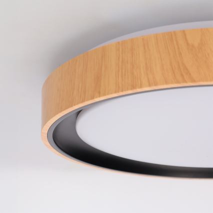 Brilagi - LED dimējama griestu lampa FLOCO LED/48W/230V 3000-6500K Ø 40 cm koka dekors/melna + tālvadības pults