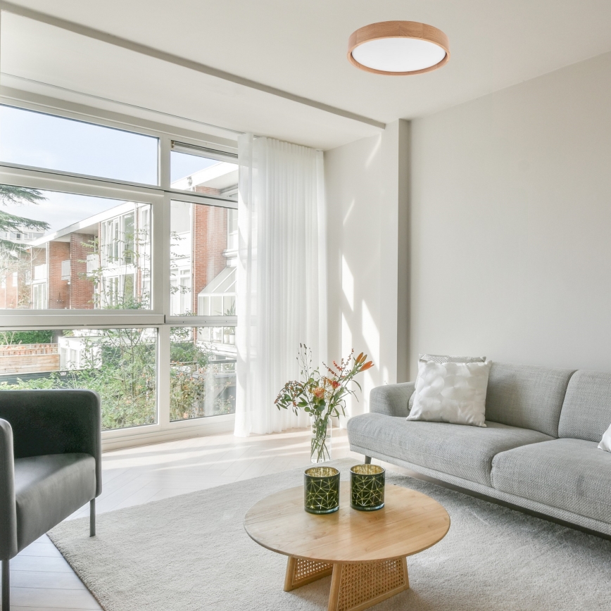 Brilagi - LED aptumšojams griestu gaismeklis MANAROLA LED/24W/230V Ø 42 cm 3000-6500K ozols + tālvadības pults