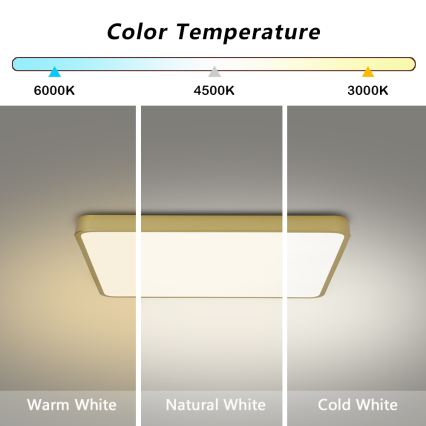 Brilagi - Aptumšojams LED griestu gaismeklis POOL LED/36W/230V 3000-6000K 40x40 cm zelta + tālvadības pults