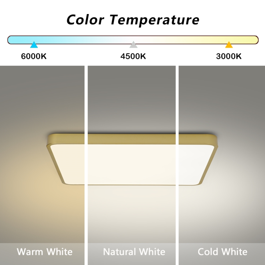Brilagi - Aptumšojams LED griestu gaismeklis POOL LED/36W/230V 3000-6000K 40x40 cm zelta + tālvadības pults
