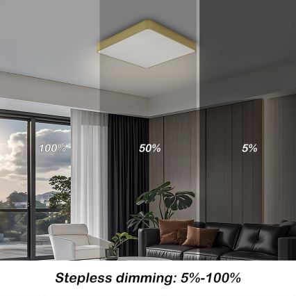 Brilagi - Aptumšojams LED griestu gaismeklis POOL LED/36W/230V 3000-6000K 40x40 cm zelta + tālvadības pults