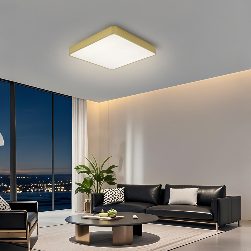 Brilagi - Aptumšojams LED griestu gaismeklis POOL LED/36W/230V 3000-6000K 40x40 cm zelta + tālvadības pults