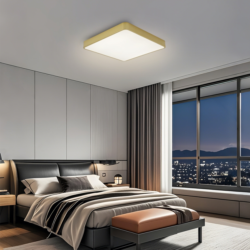 Brilagi - Aptumšojams LED griestu gaismeklis POOL LED/36W/230V 3000-6000K 40x40 cm zelta + tālvadības pults