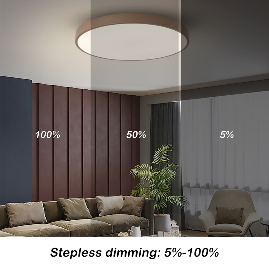 Brilagi - LED griestu lampa ar regulējamu spilgtumu POOL LED/60W/230V, 3000–6000 K, Ø 60 cm, brūna + tālvadības pults