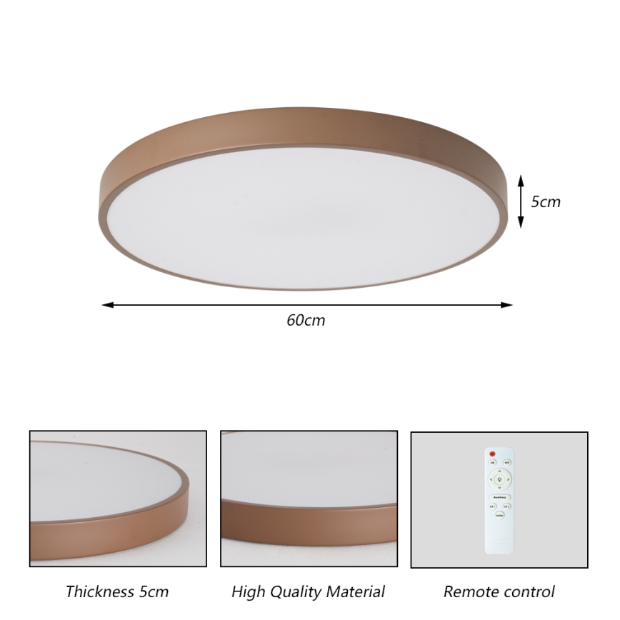 Brilagi - LED griestu lampa ar regulējamu spilgtumu POOL LED/60W/230V, 3000–6000 K, Ø 60 cm, brūna + tālvadības pults