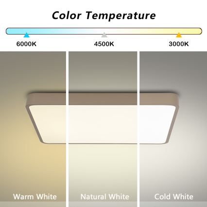 BRILAGI - LED dimmējama griestu lampa POOL SQUARE LED/48W/230V 3000-6000K 50x50 cm bēša + tālvadības pults
