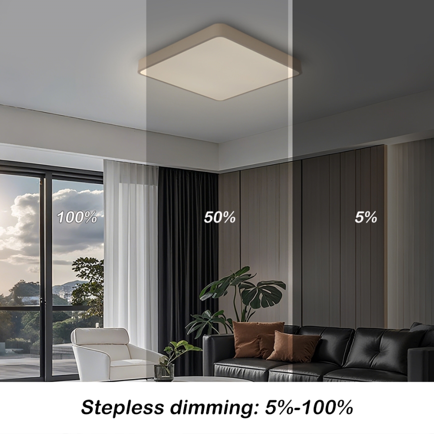 BRILAGI - LED dimmējama griestu lampa POOL SQUARE LED/48W/230V 3000-6000K 50x50 cm bēša + tālvadības pults