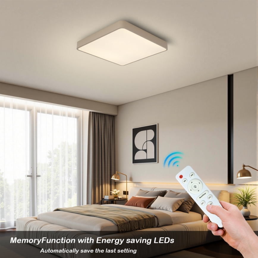BRILAGI - LED dimmējama griestu lampa POOL SQUARE LED/48W/230V 3000-6000K 50x50 cm bēša + tālvadības pults