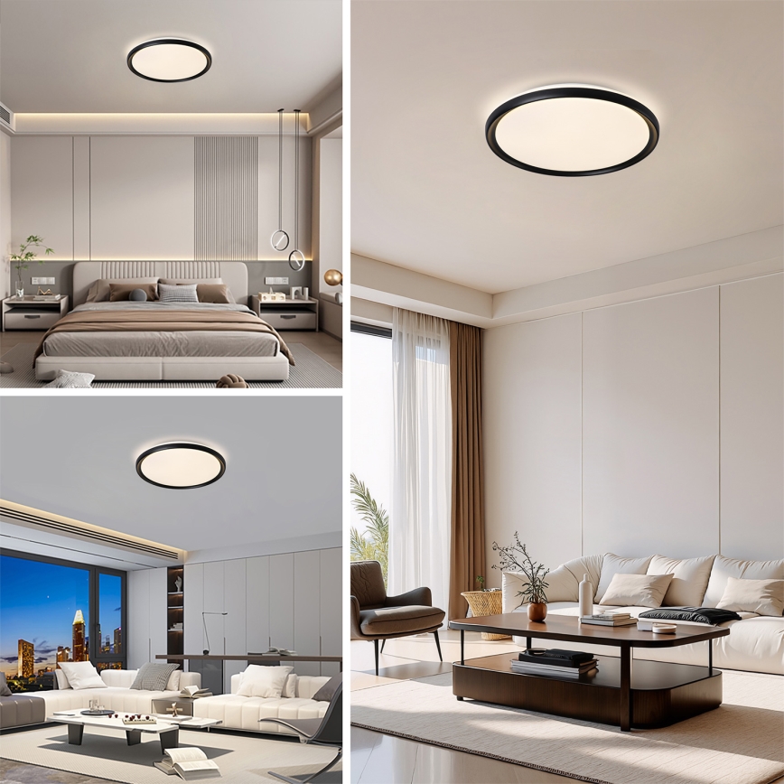 Brilagi - RIVO LED griestu gaismeklis ar regulējamu spilgtumu LED/72W/230V 3000-6000K melns Ø 50 cm + tālvadības pults