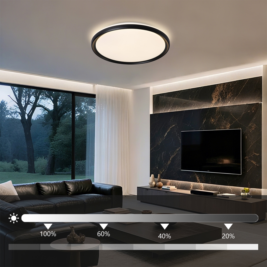 Brilagi - RIVO LED griestu gaismeklis ar regulējamu spilgtumu LED/72W/230V 3000-6000K melns Ø 50 cm + tālvadības pults
