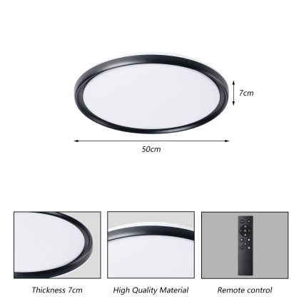 Brilagi - RIVO LED griestu gaismeklis ar regulējamu spilgtumu LED/72W/230V 3000-6000K melns Ø 50 cm + tālvadības pults