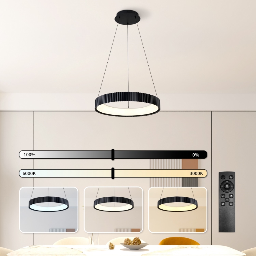 Brilagi - LED regulējama karājamā lampa uz troses FALCON MODERN LED/30W/230V 3000-6500K pr. 40 cm melna + tālvadības pults