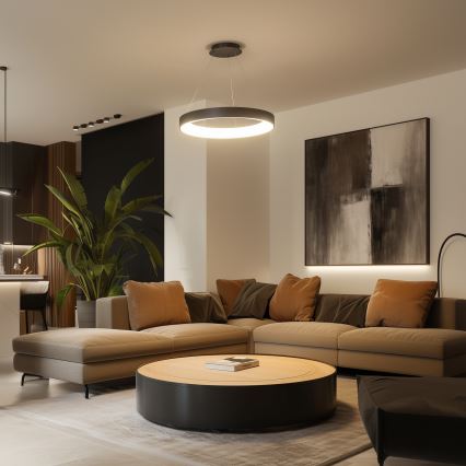 Brilagi - LED aptumšojama lustra uz troses FALCON II LED/99W/230V 3000-6500K Ø 60 cm melna + tālvadības pults