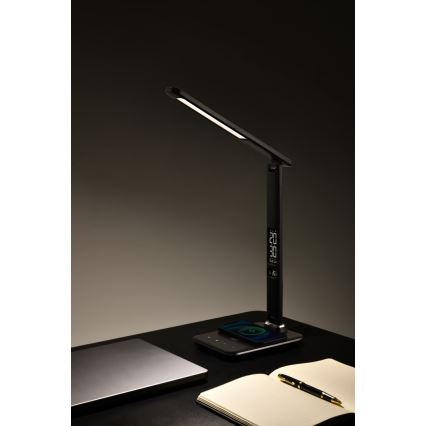 Brilagi - LED regulējamā galda lampa ar bezvadu QI uzlādi un USB REGINA LED/8,5W/230V melna