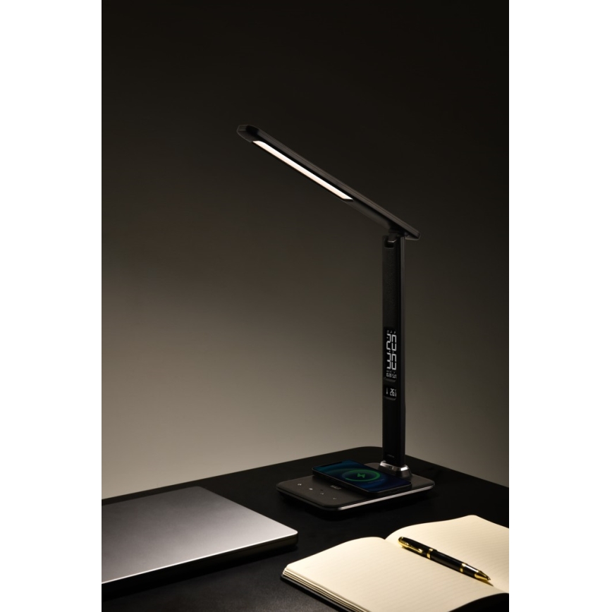 Brilagi - LED regulējamā galda lampa ar bezvadu QI uzlādi un USB REGINA LED/8,5W/230V melna