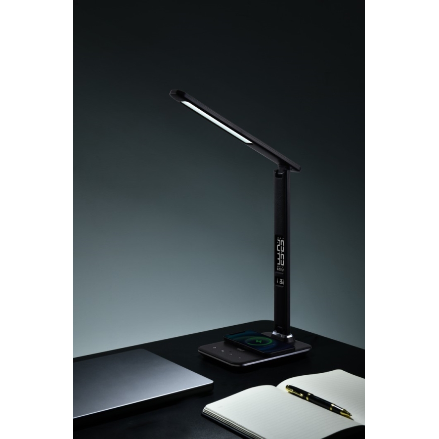 Brilagi - LED regulējamā galda lampa ar bezvadu QI uzlādi un USB REGINA LED/8,5W/230V melna