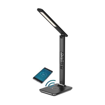 Brilagi - LED regulējamā galda lampa ar bezvadu QI uzlādi un USB REGINA LED/8,5W/230V melna