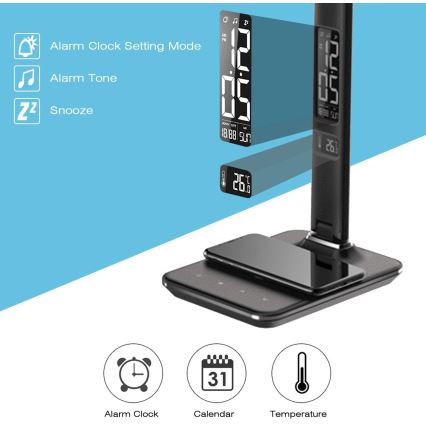 Brilagi - LED regulējamā galda lampa ar bezvadu QI uzlādi un USB REGINA LED/8,5W/230V melna