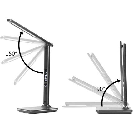 Brilagi - LED regulējamā galda lampa ar bezvadu QI uzlādi un USB REGINA LED/8,5W/230V melna