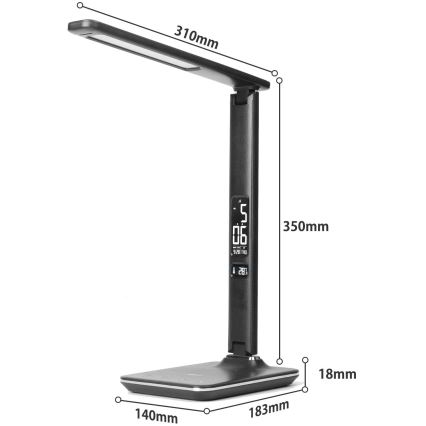 Brilagi - LED regulējamā galda lampa ar bezvadu QI uzlādi un USB REGINA LED/8,5W/230V melna