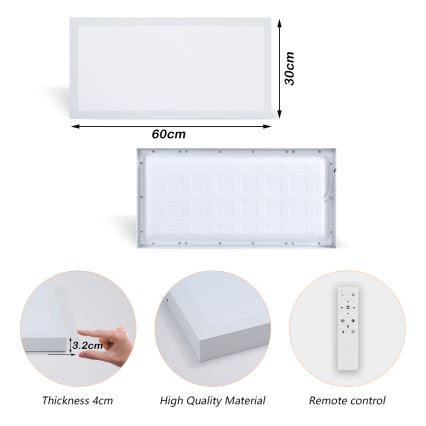 Brilagi - LED Regulējama griestu lampa FRAME SMART LED/30W/230V 30x60 cm 3000-6000K IP44 baltā + tālvadības pults