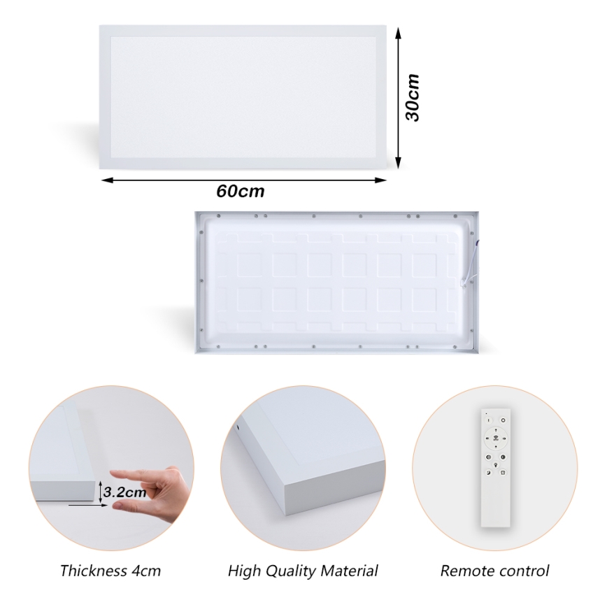 Brilagi - LED Regulējama griestu lampa FRAME SMART LED/30W/230V 30x60 cm 3000-6000K IP44 baltā + tālvadības pults
