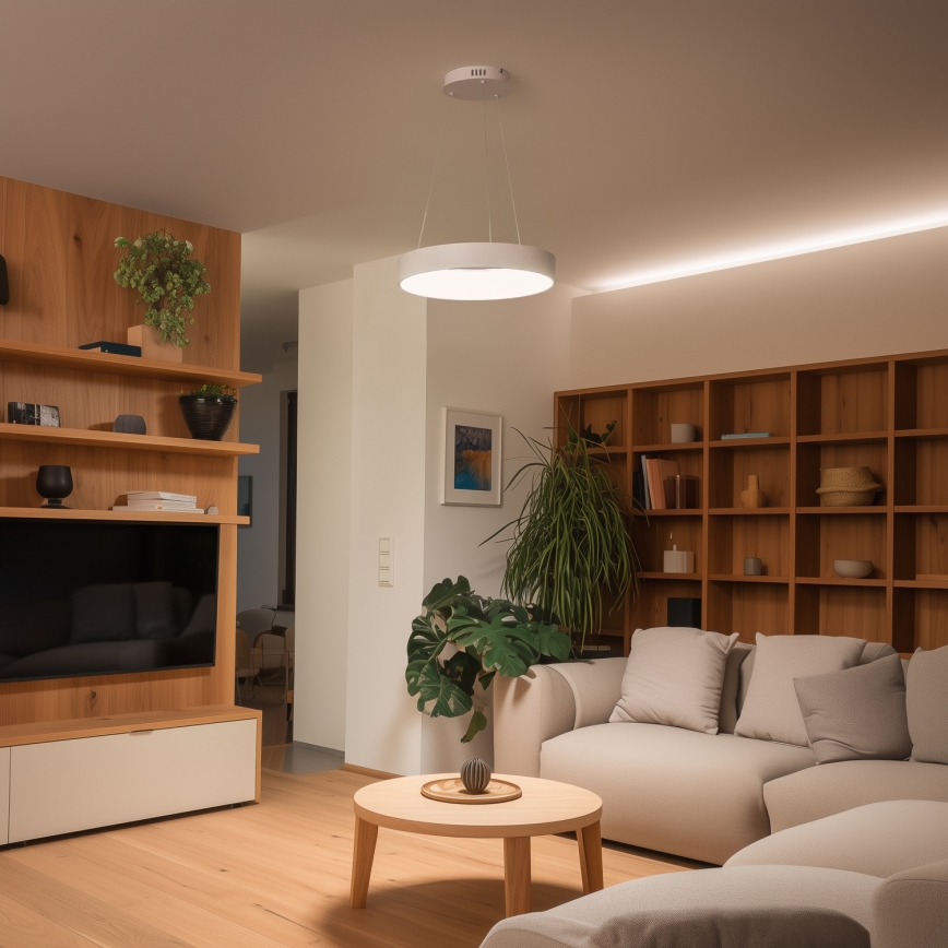 Brilagi - LED dimējama lustra uz troses FALCON II LED/67W/230V 3000-6500K pr. 40 cm balta + tālvadības pults