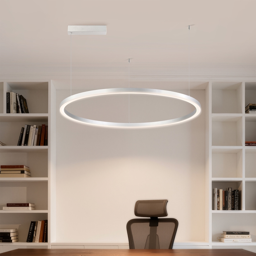 Brilagi - regulējama LED lustra uz troses PORTOFINO LED/60W/230V 3000-6000K Ø 80 cm sudraba + ar tālvadības pulti