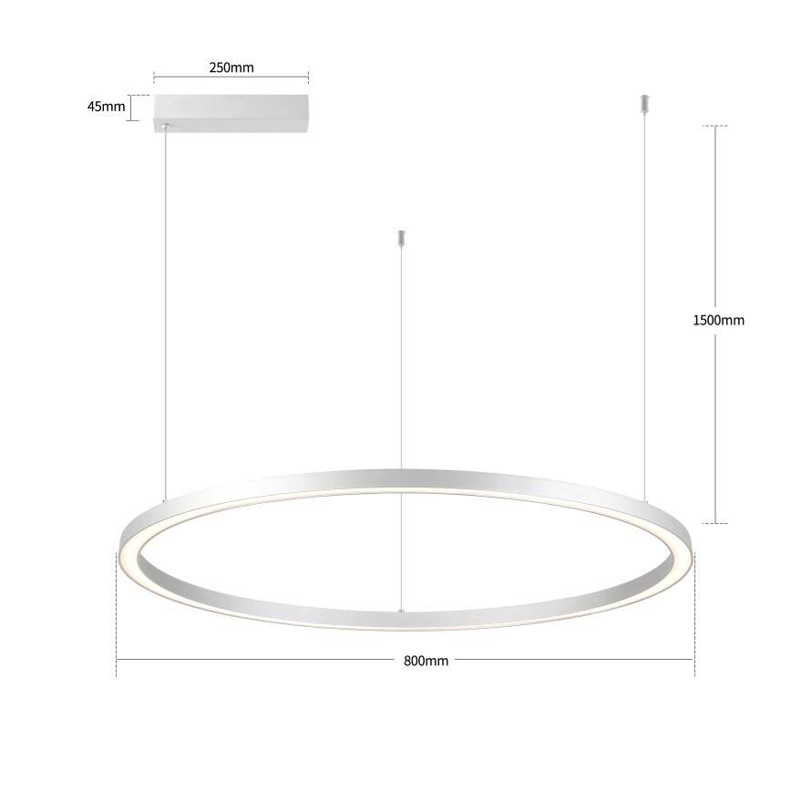 Brilagi - regulējama LED lustra uz troses PORTOFINO LED/60W/230V 3000-6000K Ø 80 cm sudraba + ar tālvadības pulti