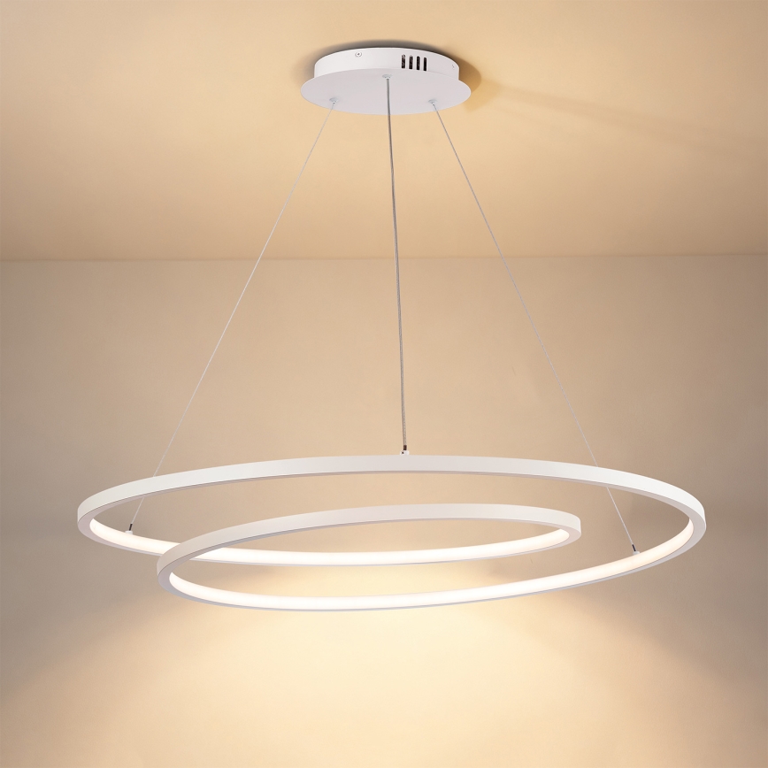 Brilagi - LED aptumšojams lustrs uz troses TWISTER LED/105W/230V 3000-6000K Ø100 cm balts + tālvadības pults
