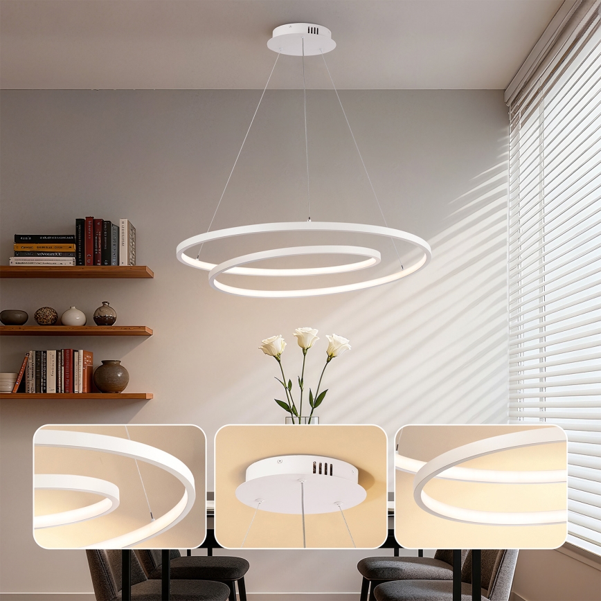 Brilagi - LED aptumšojams lustrs uz troses TWISTER LED/105W/230V 3000-6000K Ø100 cm balts + tālvadības pults