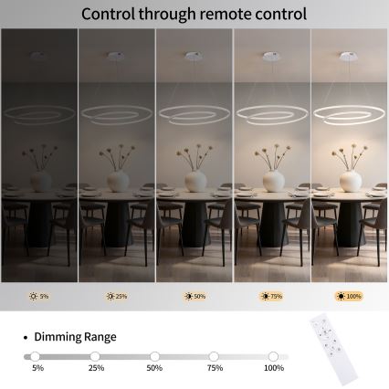 Brilagi - LED aptumšojams lustrs uz troses TWISTER LED/105W/230V 3000-6000K Ø100 cm balts + tālvadības pults