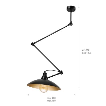 BRILAGI - LED regulējama lustra uz stieņa IRONBEAM 1xE27/60W/230V melna