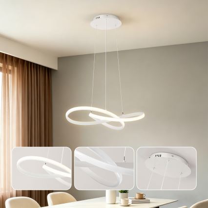 BRILAGI - LED regulējama lustra uz troses INFINITY LED/55W/230V 3000-6000K 50x50 cm balta + ar tālvadības pulti