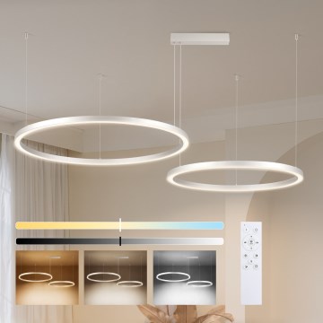 Brilagi - LED regulējama lustra uz troses PORTOFINO LED/98W/230V 3000-6000K sudraba + tālvadības pults