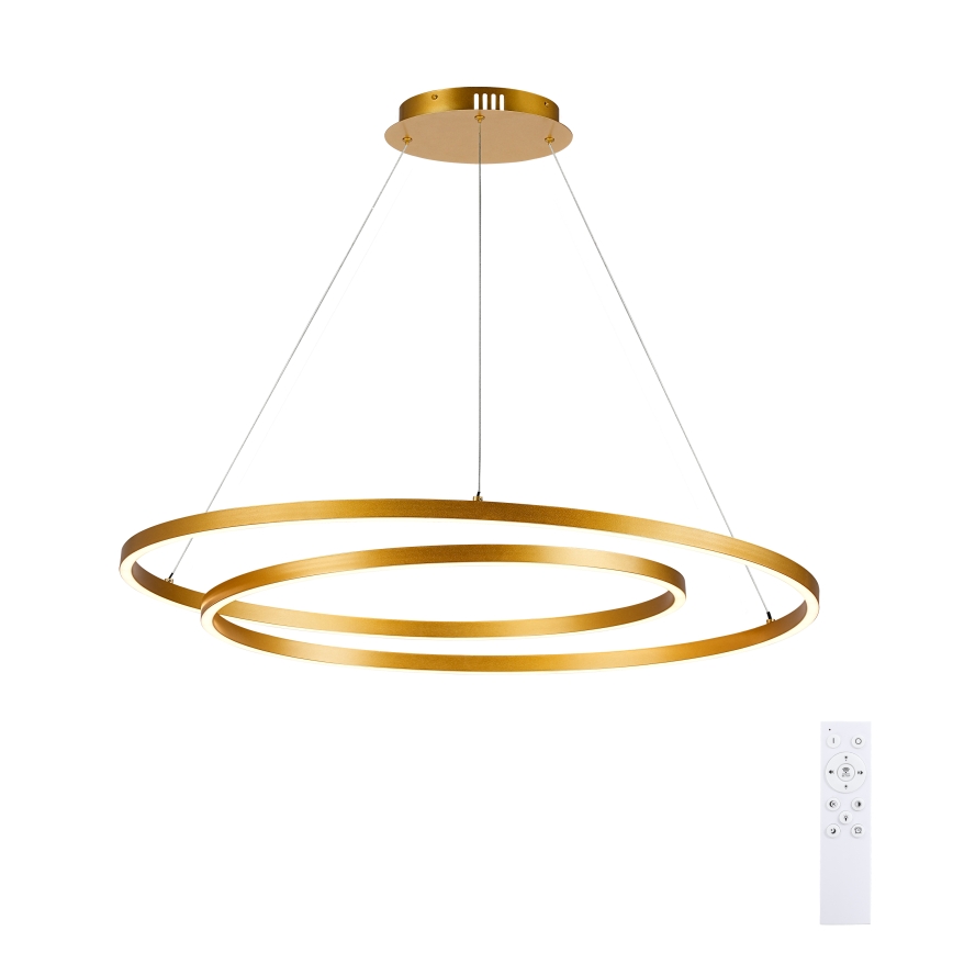 BRILAGI - regulējama LED lustra uz troses TWISTER, LED 105 W, 230 V, 3000–6000 K, Ø 100 cm, zelta krāsa + tālvadības pults