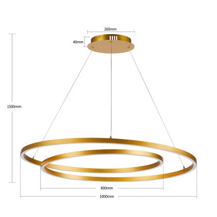 BRILAGI - regulējama LED lustra uz troses TWISTER, LED 105 W, 230 V, 3000–6000 K, Ø 100 cm, zelta krāsa + tālvadības pults