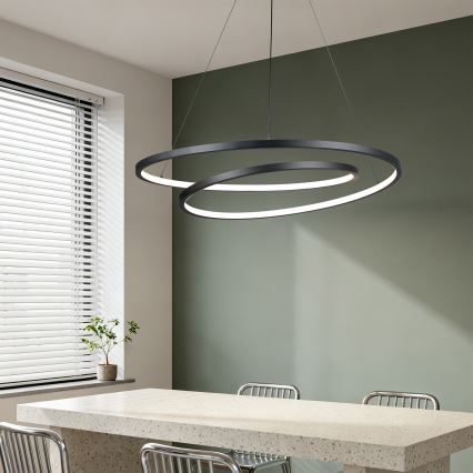 Brilagi - Regulējama LED lustra uz troses TWISTER LED/105W/230V 3000-6000K Ø 100 cm melna + ar tālvadības pulti